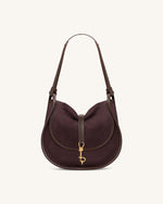 Arla Small Faux Suede Hobo Bag - Chocolate