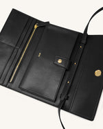 Woven Texture Flap Wallet - Black