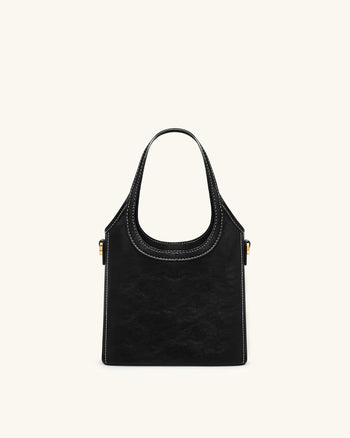 Brooke Mini Belted Embellished Top Handle Bag - Black