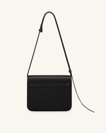 Evania Lock Pebbled Shoulder Bag - Black