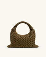 Cora Faux Suede Quilting Handle Bag - Olive Green