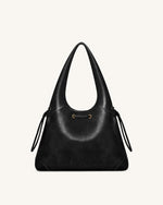 Elara Drawstring Hobo Bag - Black