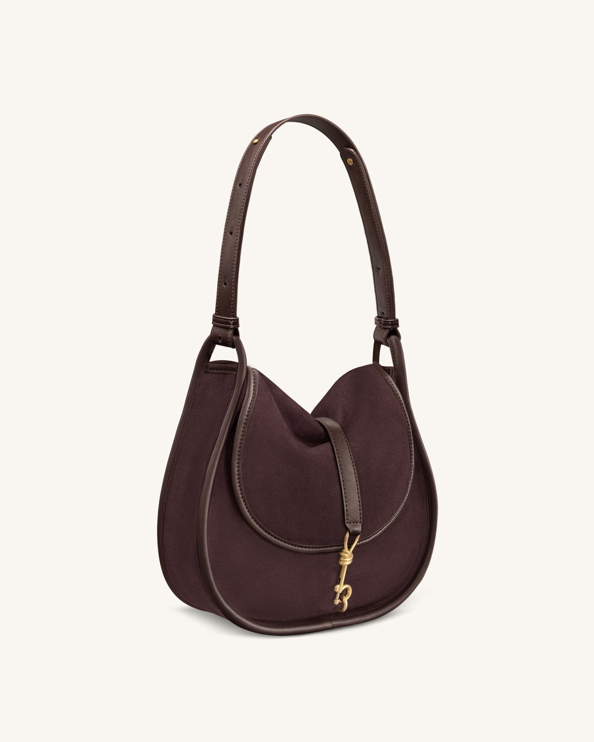Arla Small Arla Small Faux Suede Hobo Bag - Chocolate - JW PEI UK