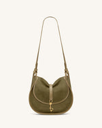 Arla Small Faux Suede Hobo Bag - Olive Green