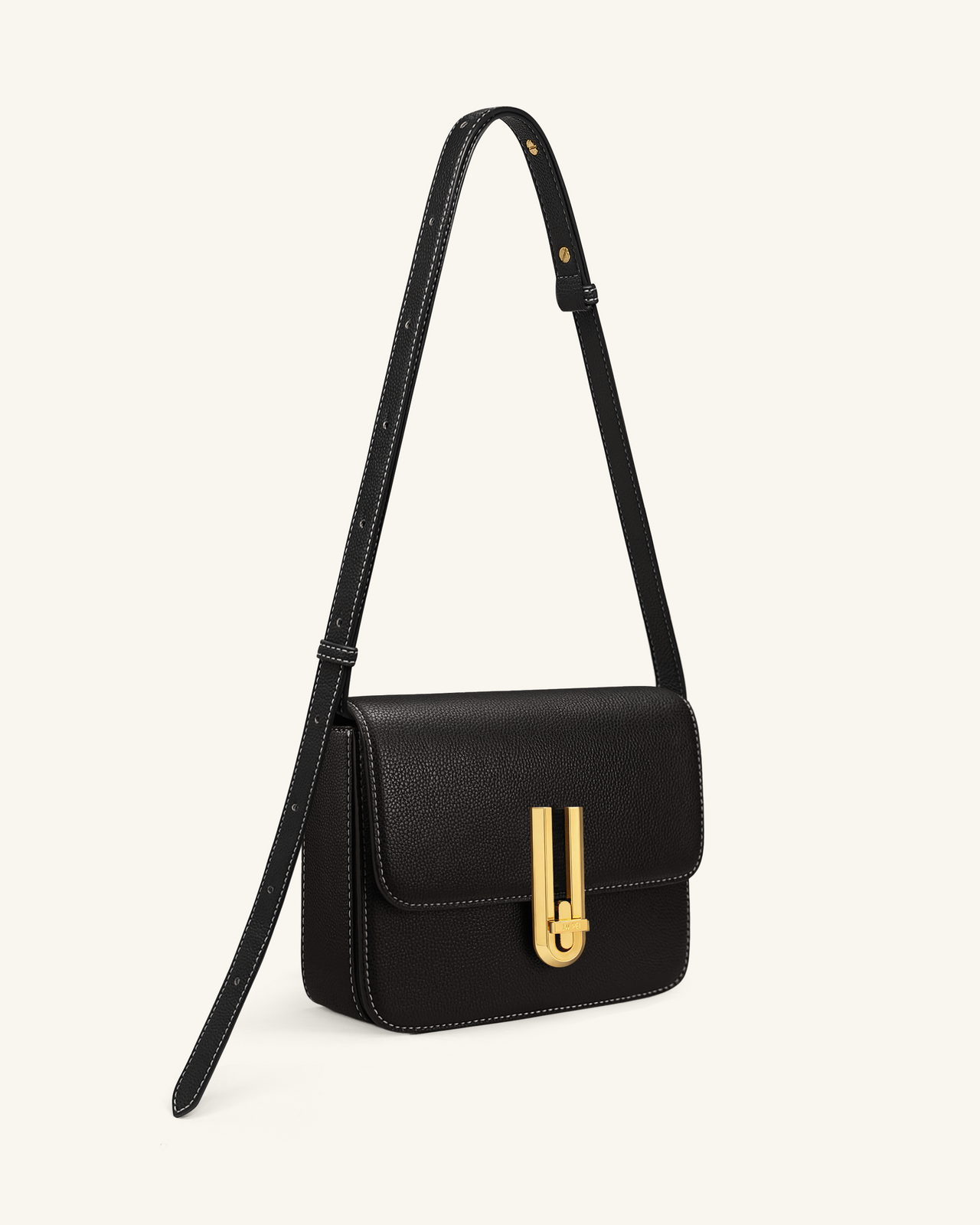Evania Lock Pebbled Shoulder Bag - Black
