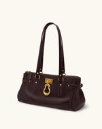 Yvette Elongated Tote Bag - Dark Brown