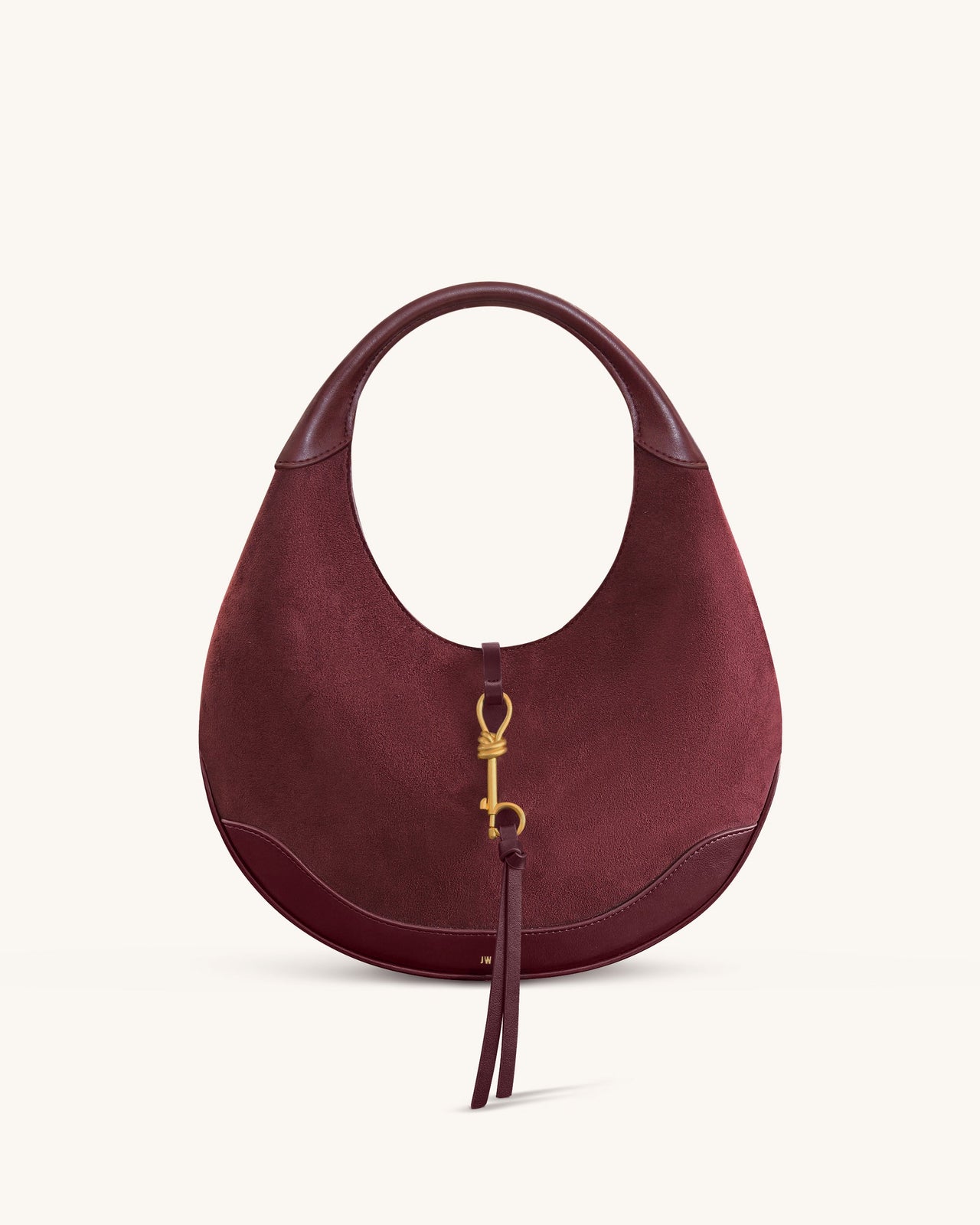 Colette Faux Suede Crescent Hobo Bag - Deep Claret