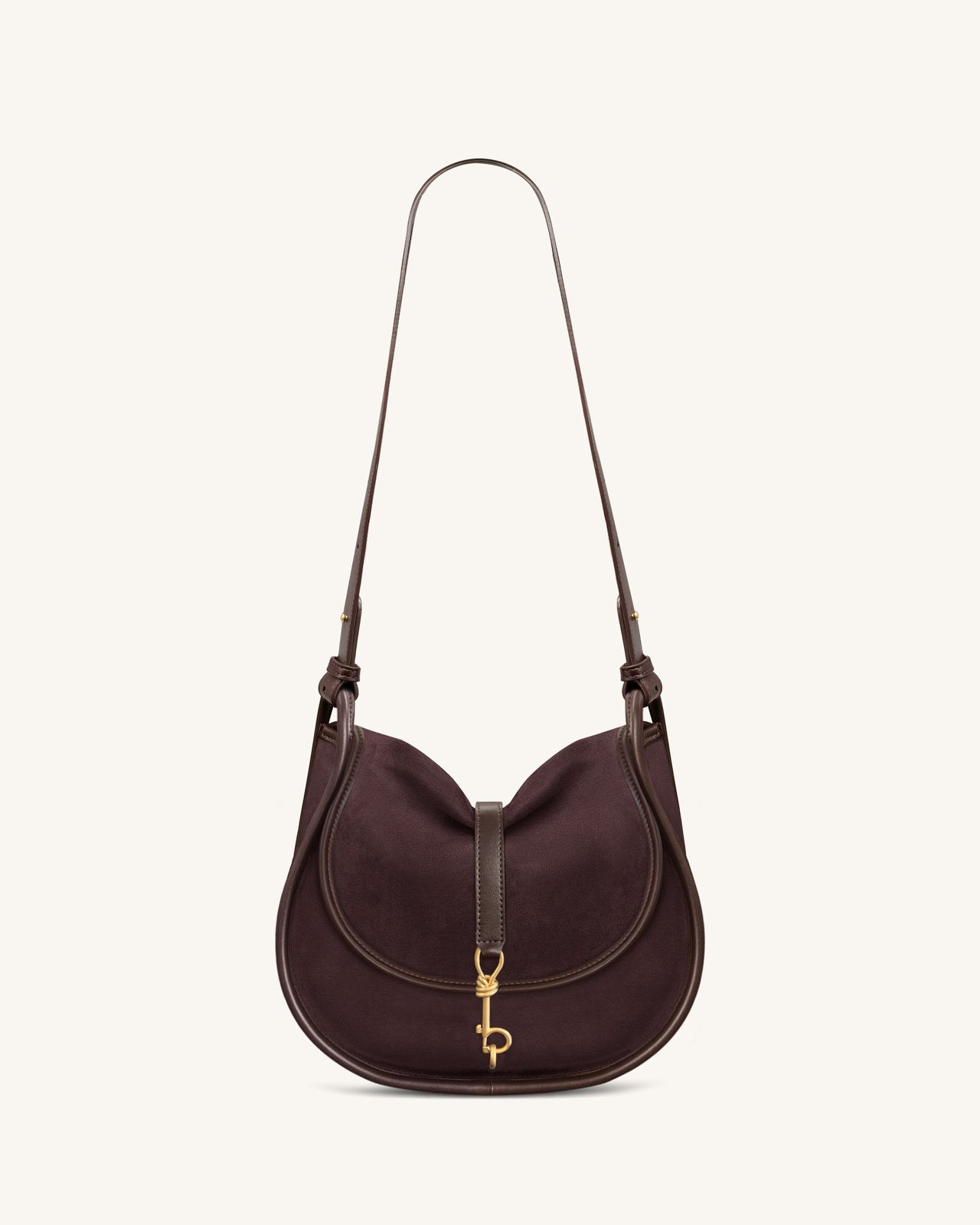 Arla Small Faux Suede Hobo Bag - Chocolate