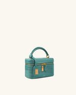 Cleo Box Shape Top Handle Bag - Green Croc