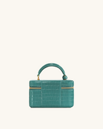 Cleo Box Shape Top Handle Bag - Green Croc