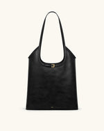 Brooke Belted Embellished Shoulder Tote Bag - Black