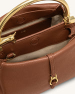 Bruna Dachshund Metal Handle Top Handle Bag - Brown