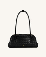 Aveline Woven Textured Shoulder Bag - Black