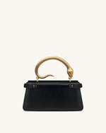 Elena Snake Handle Top Handle Bag - Black