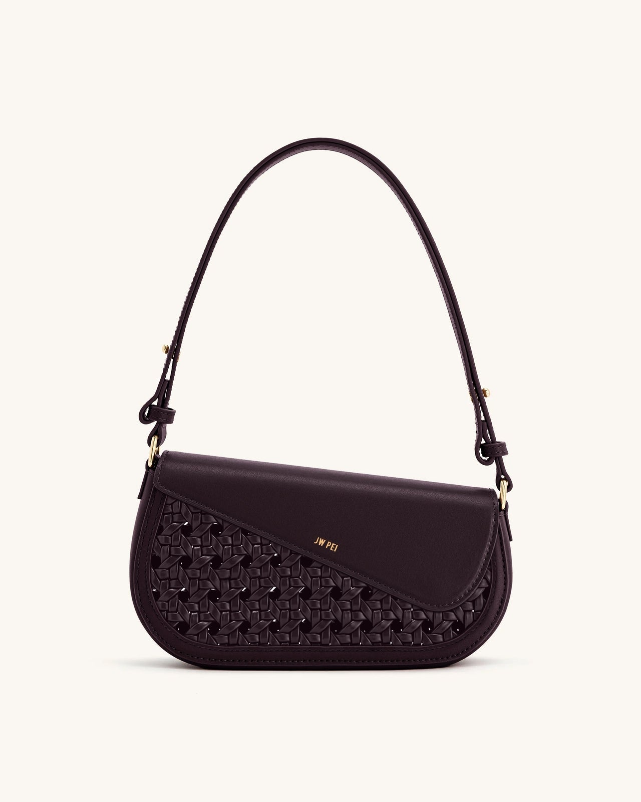 Addisyn Cutout Woven Shoulder Bag - Burgundy