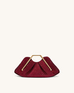 Lila Artificial Crystal Metal Frame Clutch - Red
