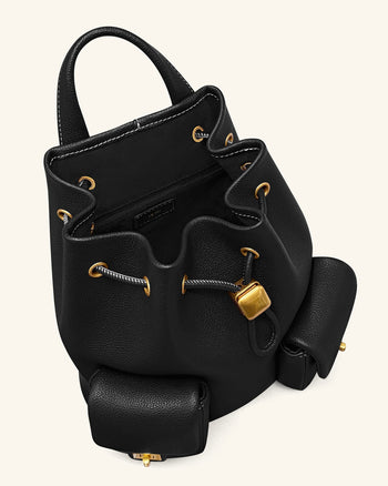 Avery Pebbled Drawstring Utility Backpack – Black