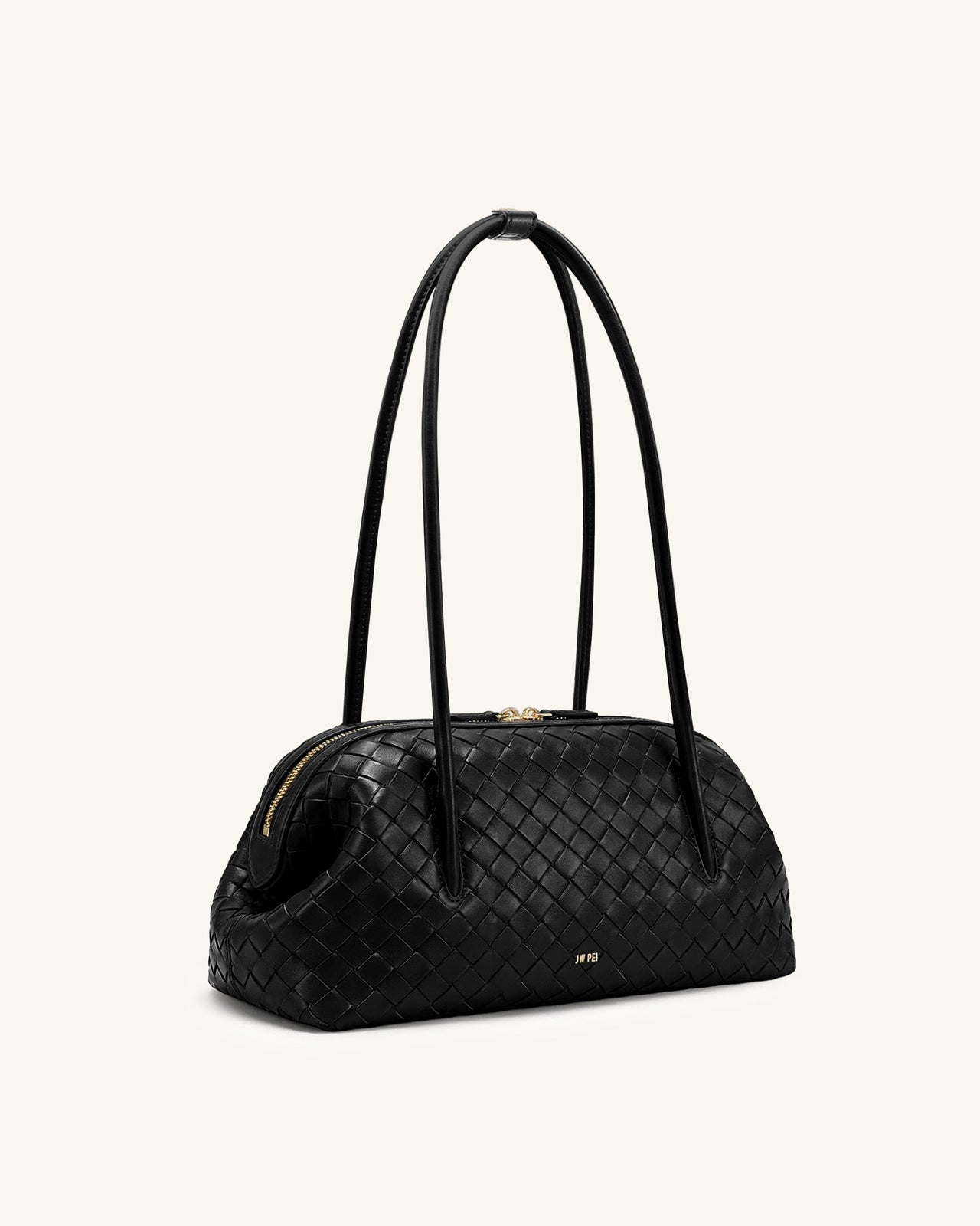 Aveline Woven Textured Shoulder Bag - Black