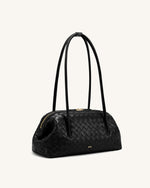 Aveline Woven Textured Shoulder Bag - Black