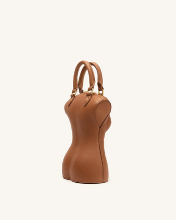 Tara Sculpted Handle Bag - Brown