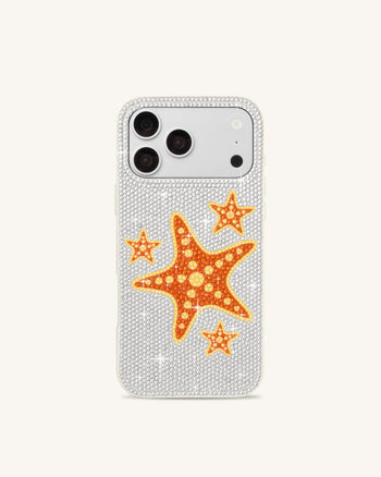Starfish Artificial Crystal Phone Case - White