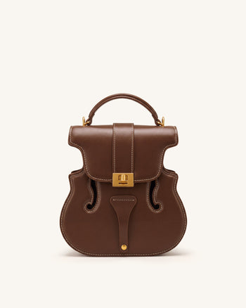 Violin Shape Top Handle Bag - Dark Brown