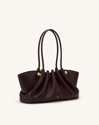 Naomi Gathered Long Handle Shoulder Bag - Deep Burgundy