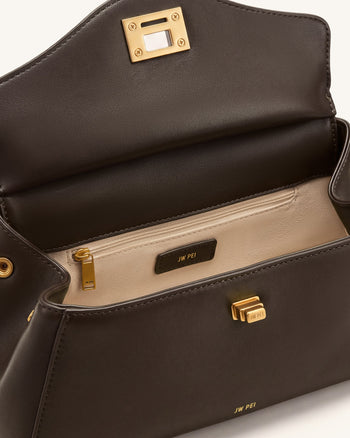 Lucia Elongated Top Handle Bag - Dark Brown