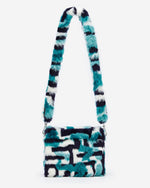 Mini Flap Faux Fur Fabric Bag - Peacock Blue