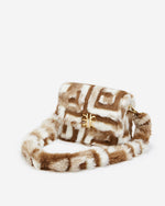 Mini Flap Faux Fur Fabric Bag - Brown