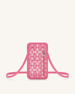 Aylin Knitted Phone Bag -  Pink & Hot Pink
