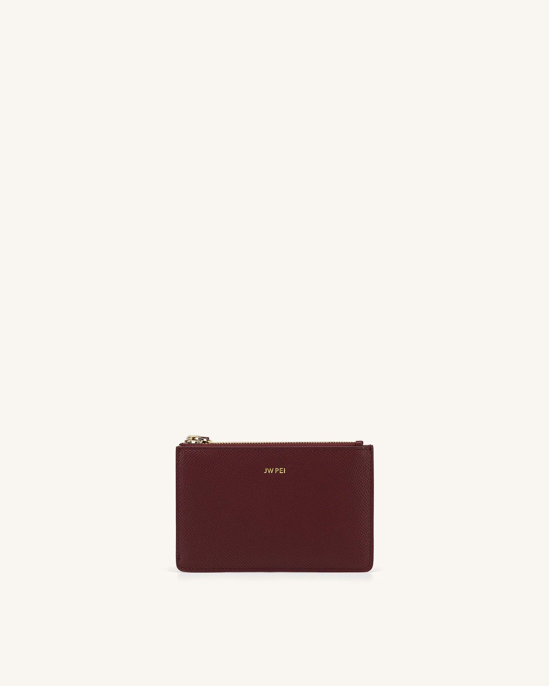 Quinn Zipped Card Holder Grained Vegan Leather