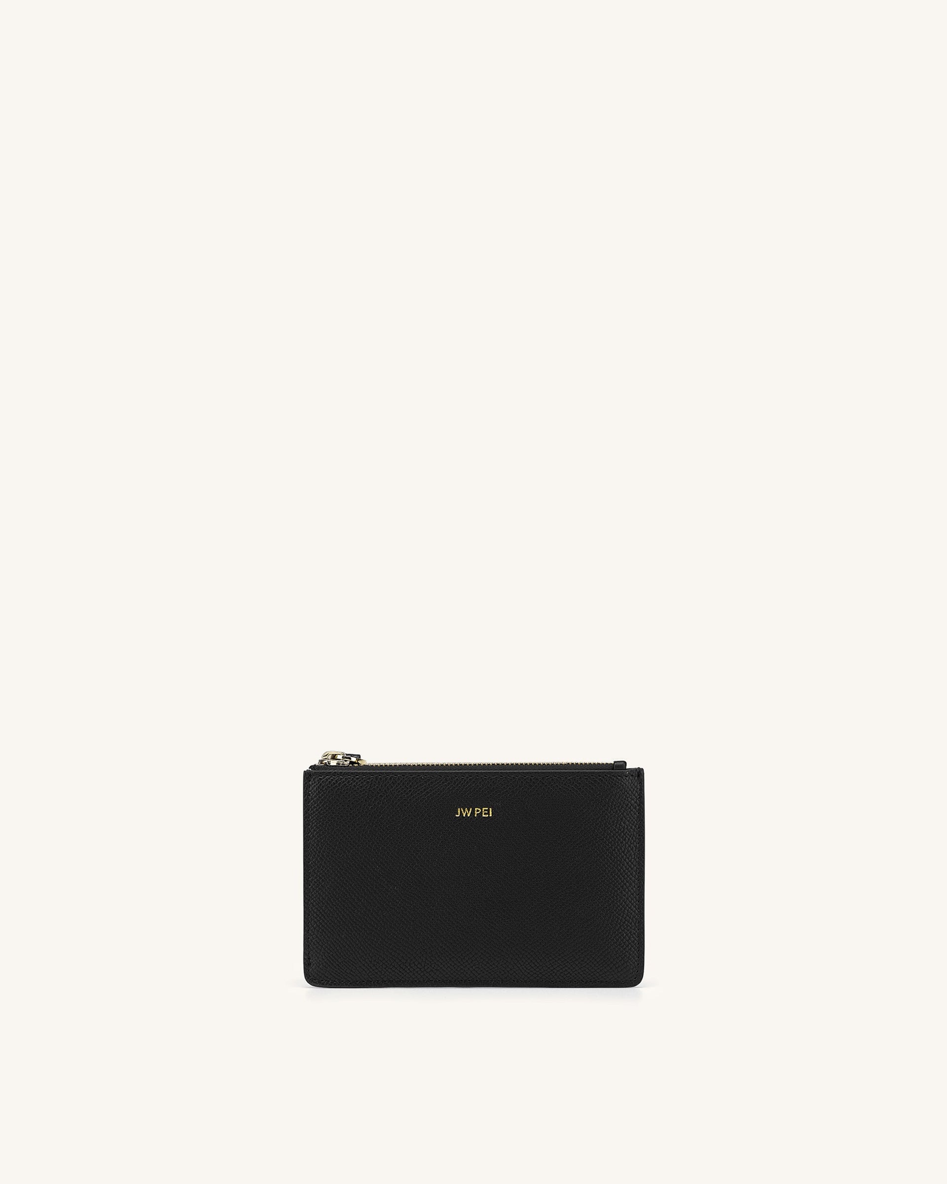 Quinn Zipped Card Holder Grained Vegan Leather