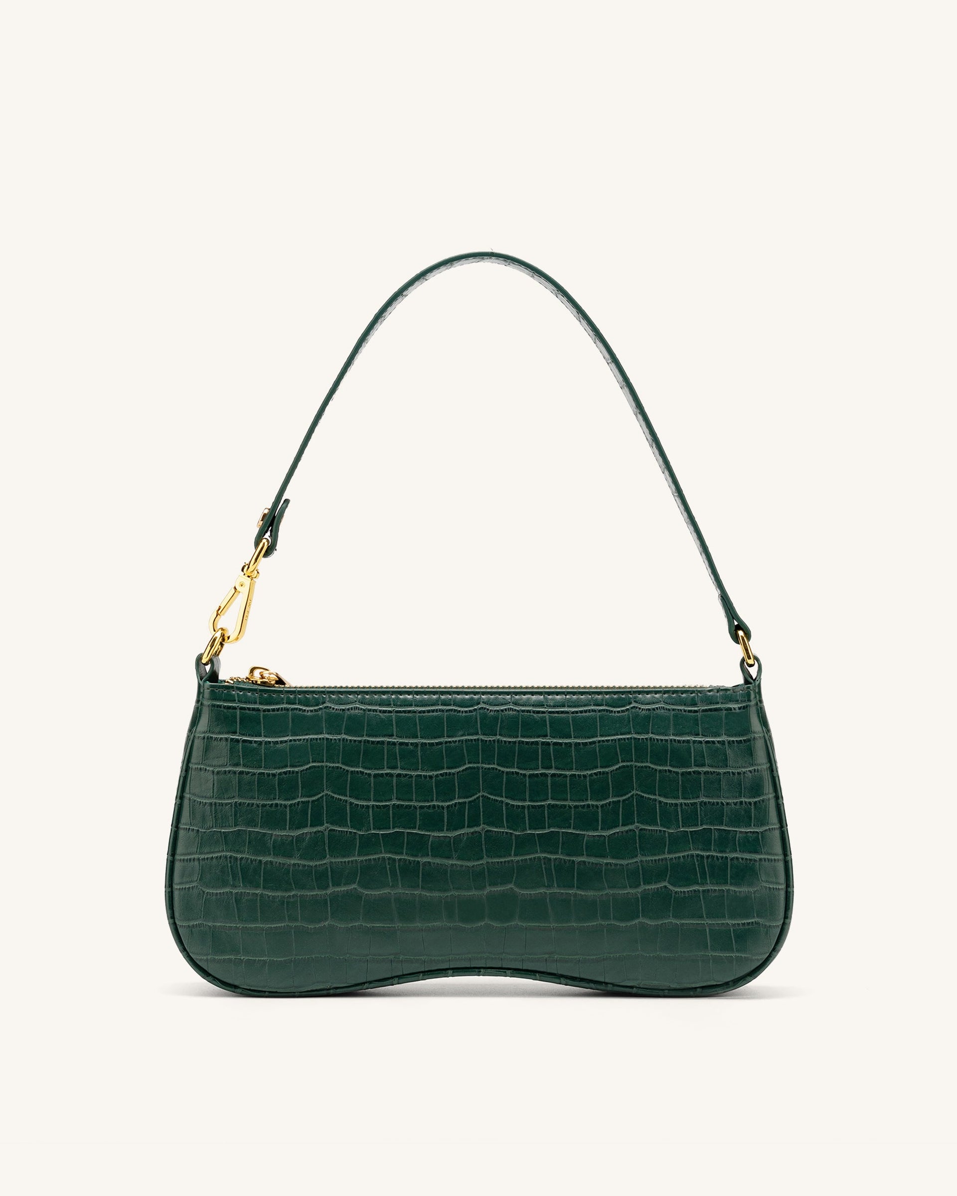 Eva Shoulder Bag Dark Green Croc