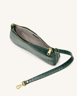 Eva Shoulder Bag - Dark Green Croc