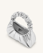 Gabbi Metallic Ruched Hobo Handbag - Silver