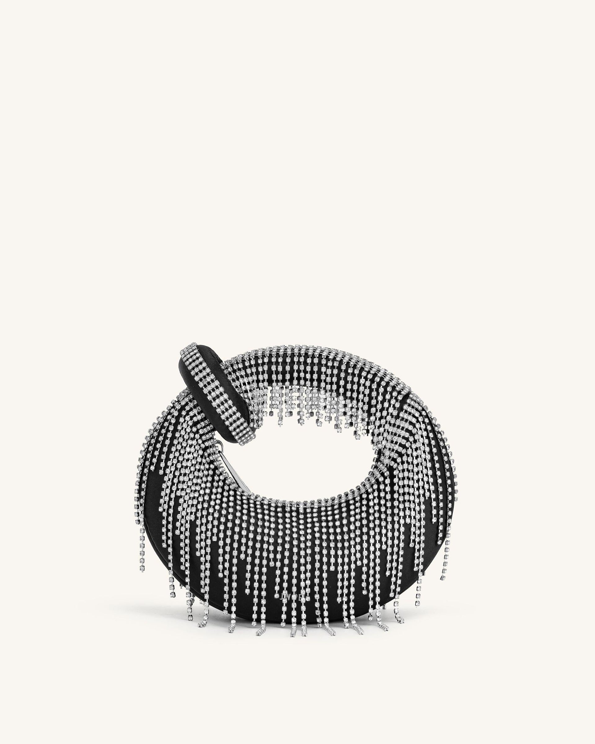 Abacus Satin Artificial Crystal Mini Top Handle Bag