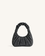 Gabbi Artificial Crystal Medium Ruched Hobo Handbag - Anthracite