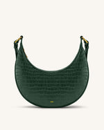Carly Saddle Bag - Dark Green Croc