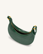 Carly Saddle Bag - Dark Green Croc