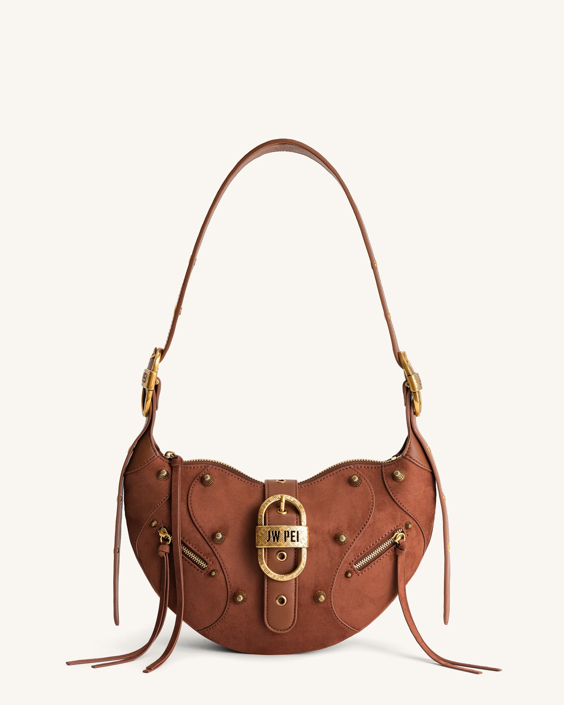 Tessa Suede Shoulder Bag Dark Birch