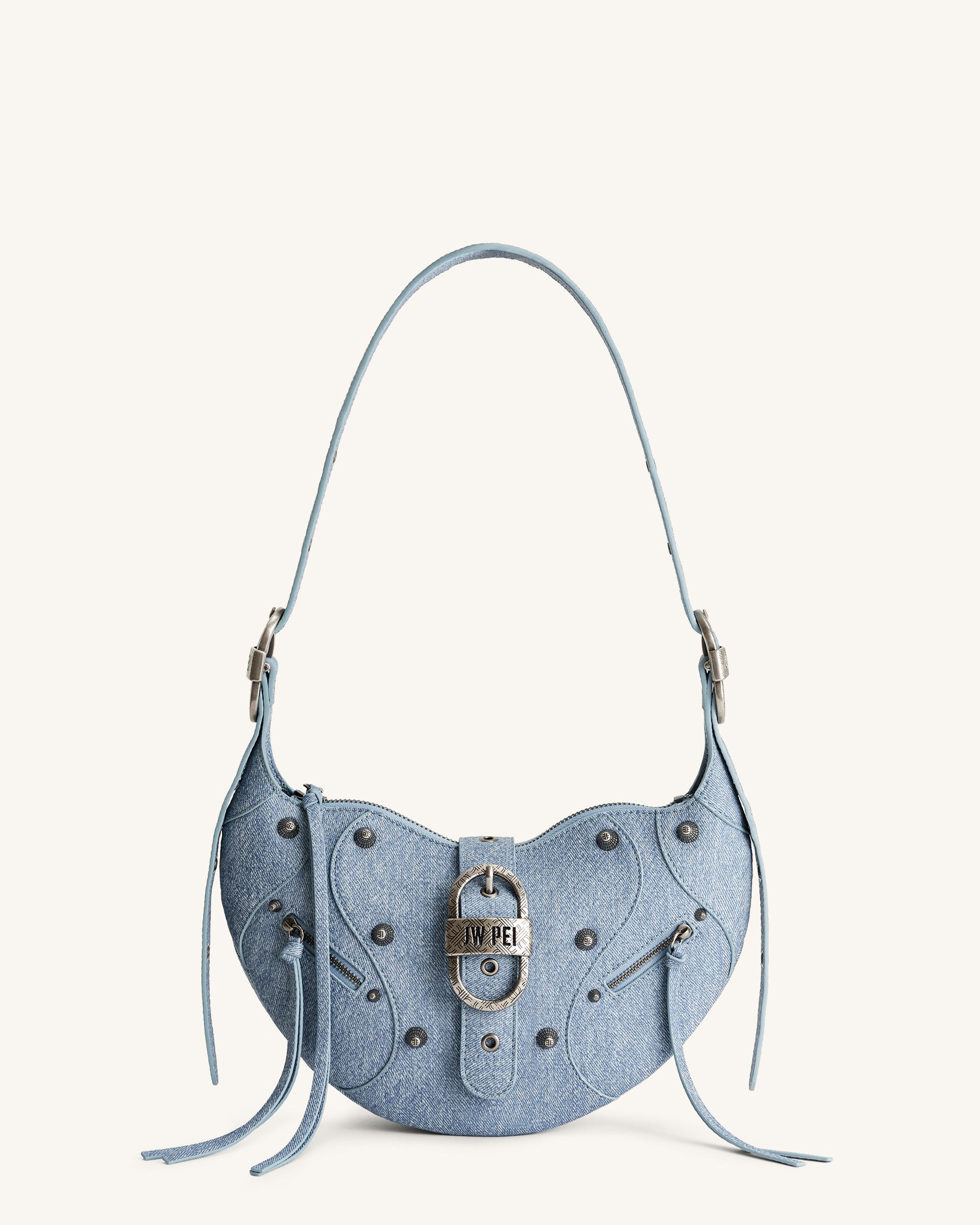 Tessa Denim Embossed Shoulder Bag
