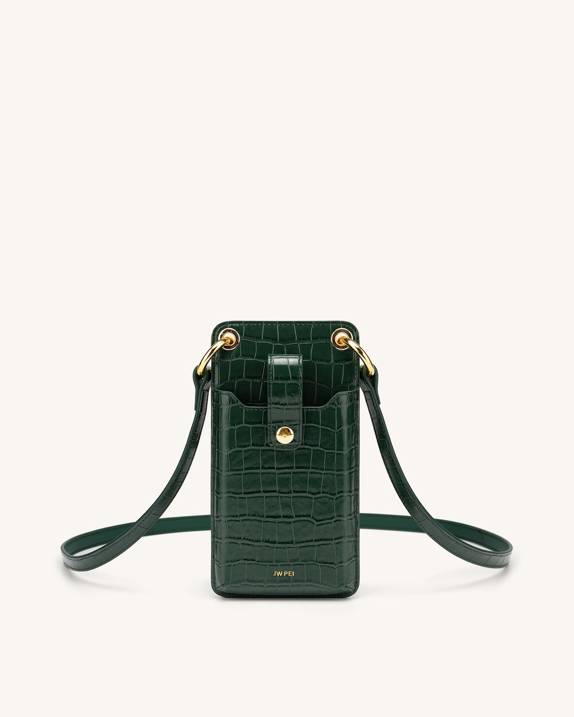 Quinn Phone Bag Dark Green Croc