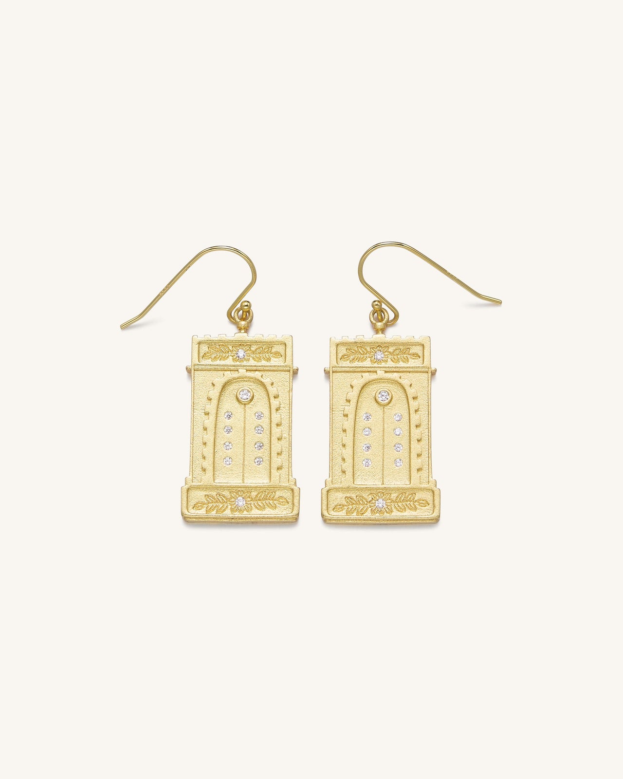 Roman Arch Earrings - 18ct Gold Plated & White Zircon