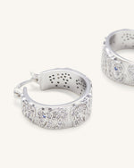 Elephant Earrings - 18ct White Gold Plated & White Zircon & Blue Spinel