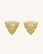 Leaf Earrings - 18ct Gold Plated & White Zircon