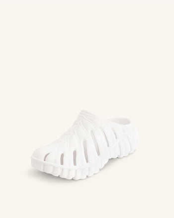 Tara Leaf Platform Clog - White