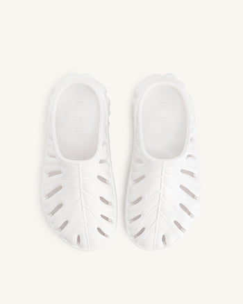 Tara Leaf Platform Clog - White