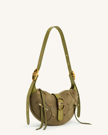 JW PEI Women's Tessa Suede Shoulder Bag - Dark Olive
