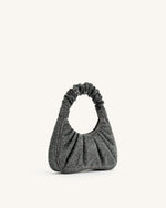 Gabbi Artificial Crystal Medium Ruched Hobo Handbag - Anthracite